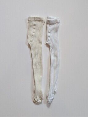 Condor Ribbed Tights White/Cream 2 2pc